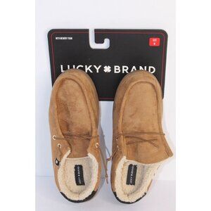 Lucky Brand Mens M 9-10 Quilted Microsuede Gray Clog Slipper Faux Fur Casual New